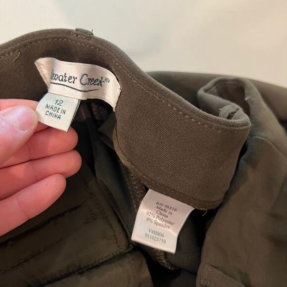 Coldwater Creek Olive Green High Rise Relaxed Wide Leg Trouser Pants Size 12 - Picture 6 of 13